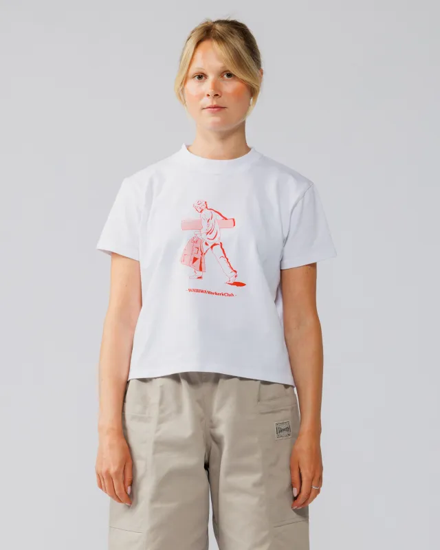 Cropped Workers Stride T-Shirt - White made by Wawwa
