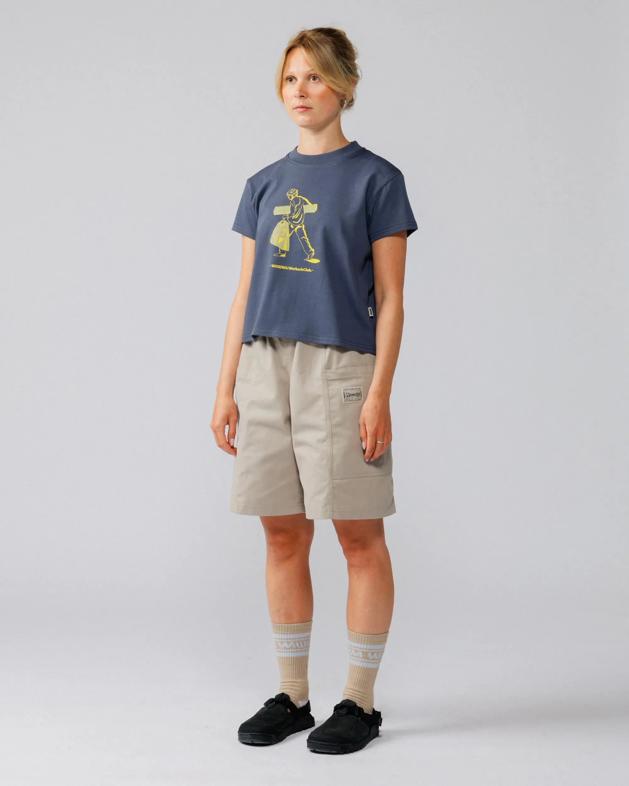 Cropped Workers Stride T-Shirt - Washed Blue sold by Wawwa product image thumbnail 5