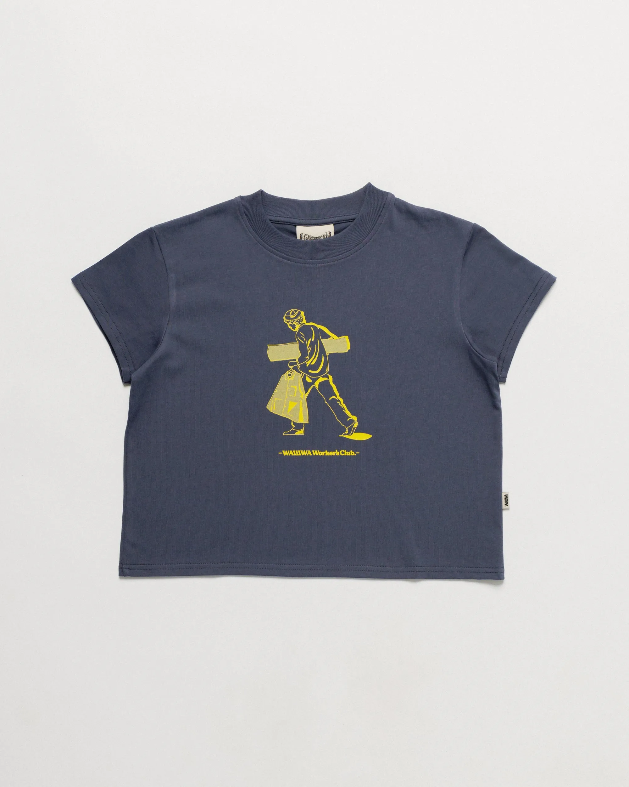 Cropped Workers Stride T-Shirt - Washed Blue sold by Wawwa product image thumbnail 3