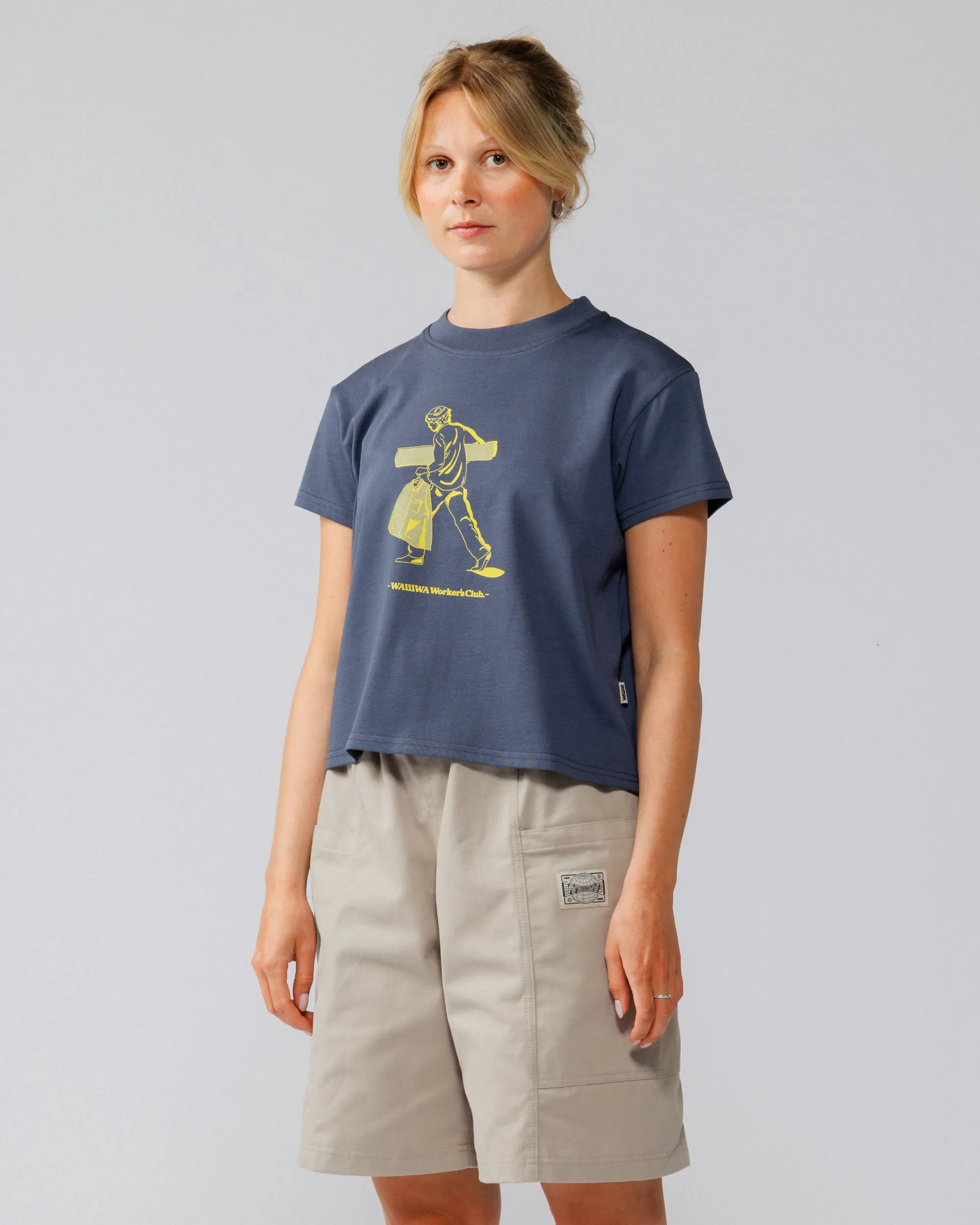 Cropped Workers Stride T-Shirt - Washed Blue sold by Wawwa product image thumbnail 2