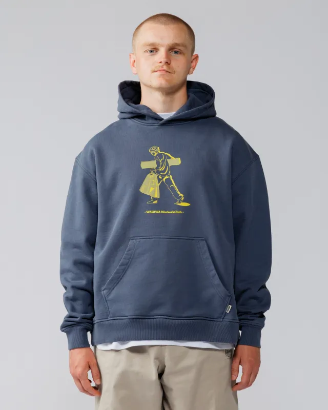 Studio Graphic Hoody  - Washed Blue made by Wawwa