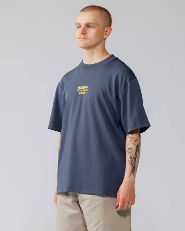 Workers Logo Stride T-Shirt - Washed Blue made by Wawwa