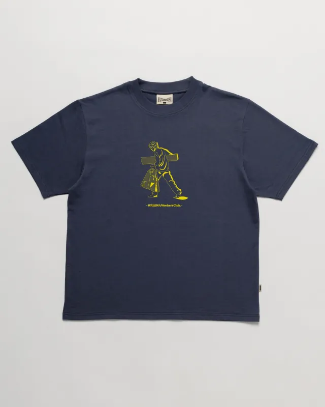 Workers Stride T-Shirt - Washed Blue made by Wawwa
