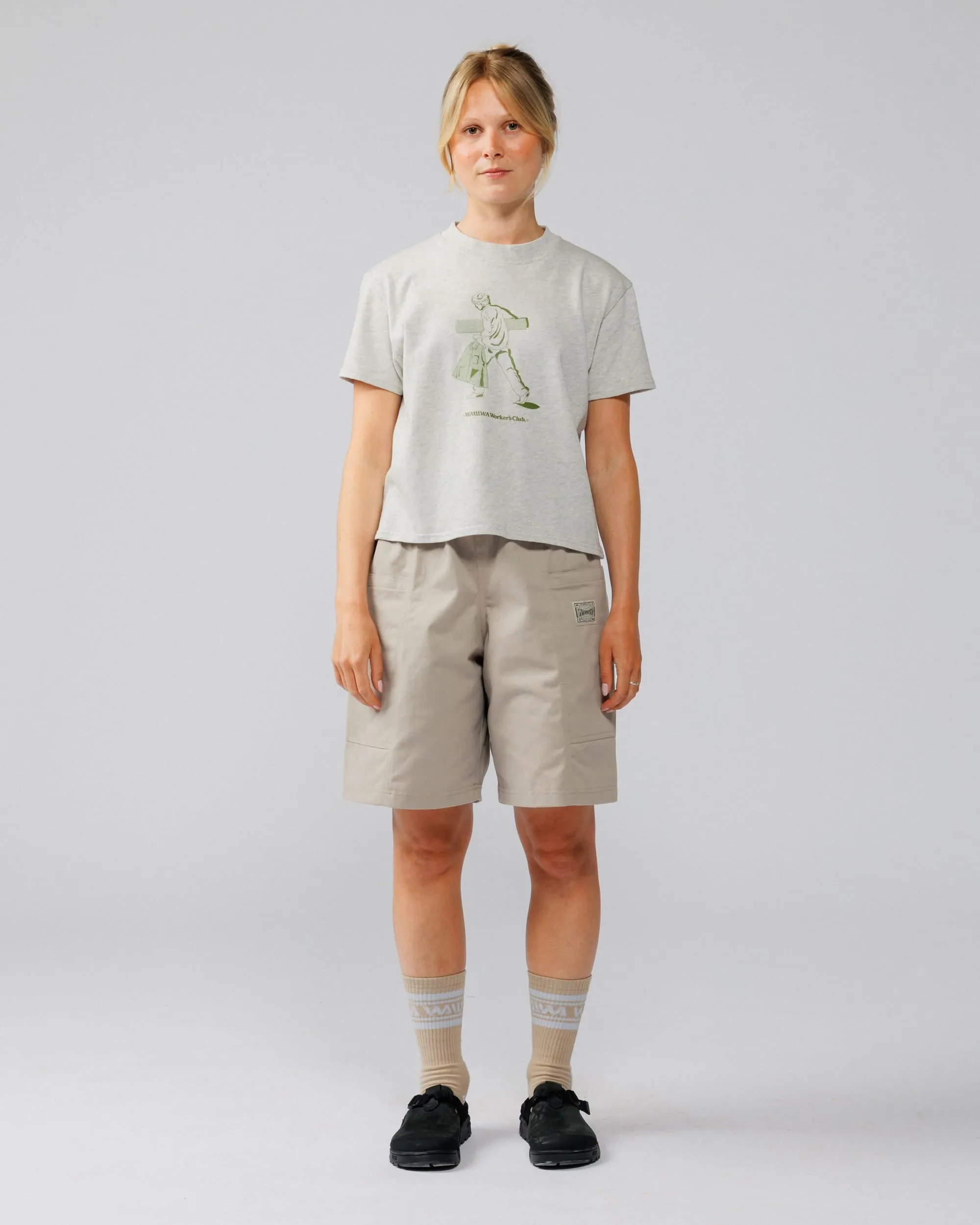 Cropped Workers Stride T-Shirt - Marl Grey sold by Wawwa product image thumbnail 5