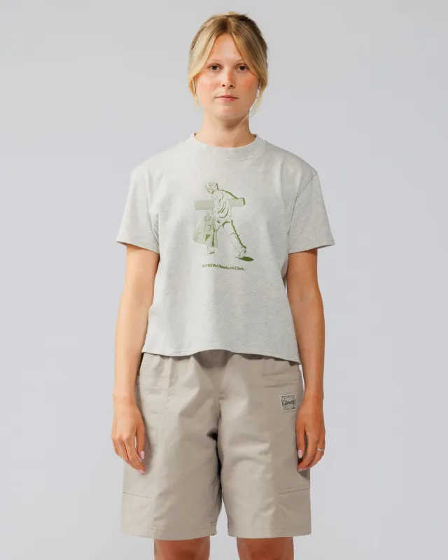 Cropped Workers Stride T-Shirt - Marl Grey made by Wawwa
