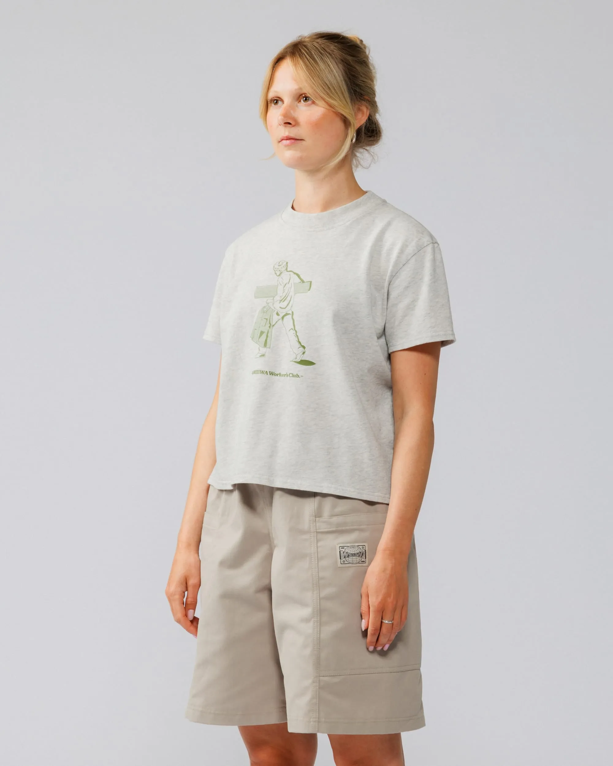 Cropped Workers Stride T-Shirt - Marl Grey sold by Wawwa product image thumbnail 2