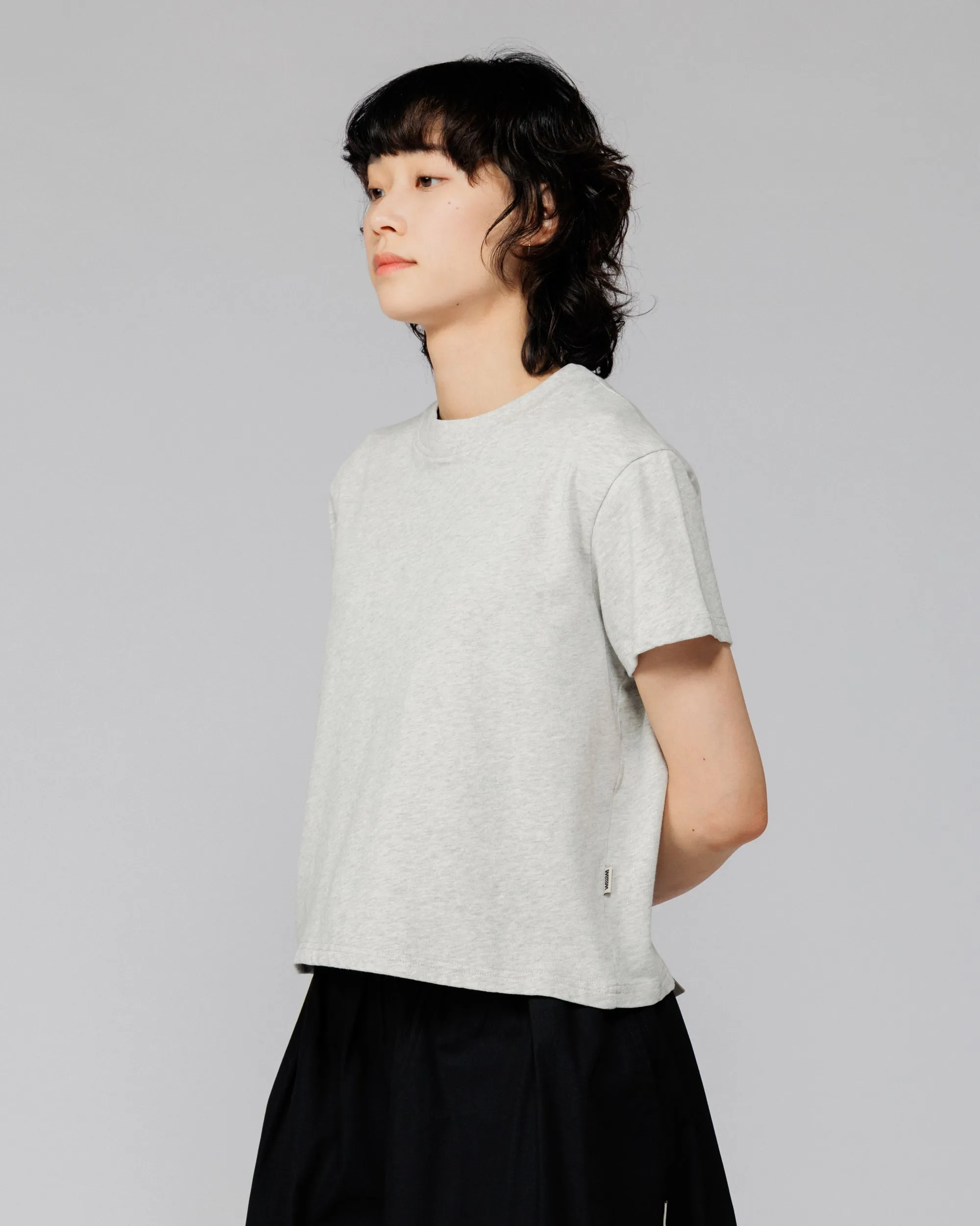 Mid-Weight Cropped Organic T-Shirt - Grey Marl sold by Wawwa product image thumbnail 2