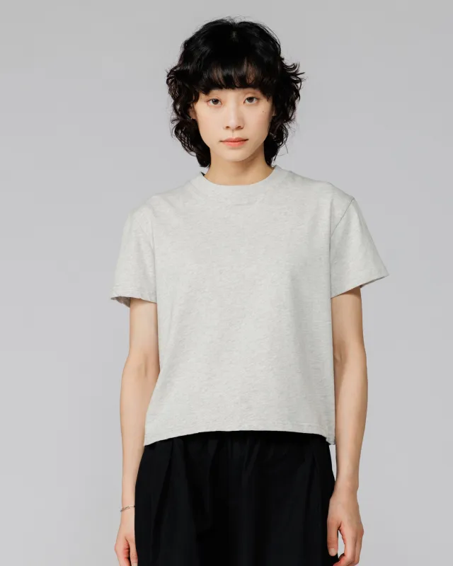 Mid-Weight Cropped Organic T-Shirt - Grey Marl made by Wawwa