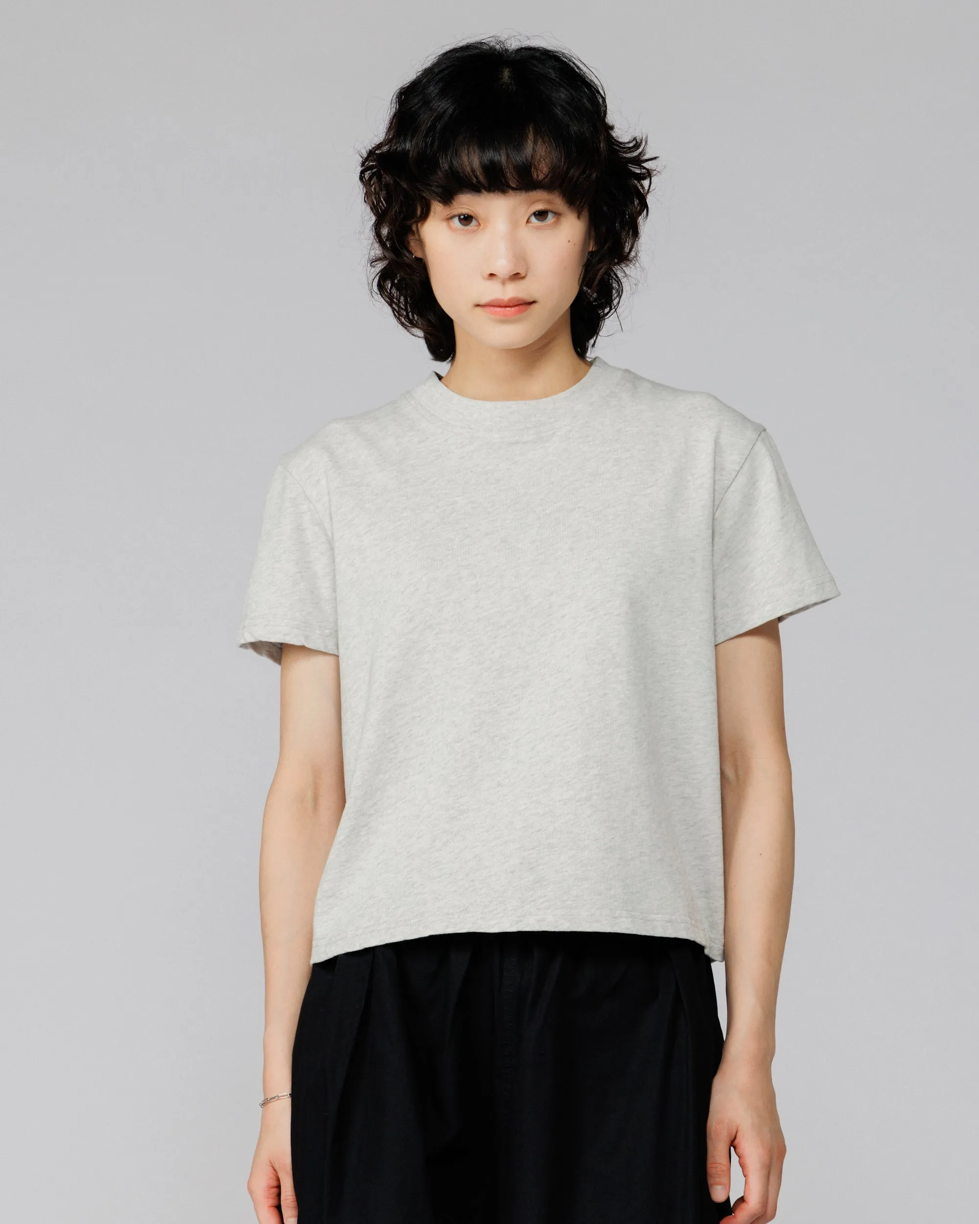 Mid-Weight Cropped Organic T-Shirt - Grey Marl sold by Wawwa