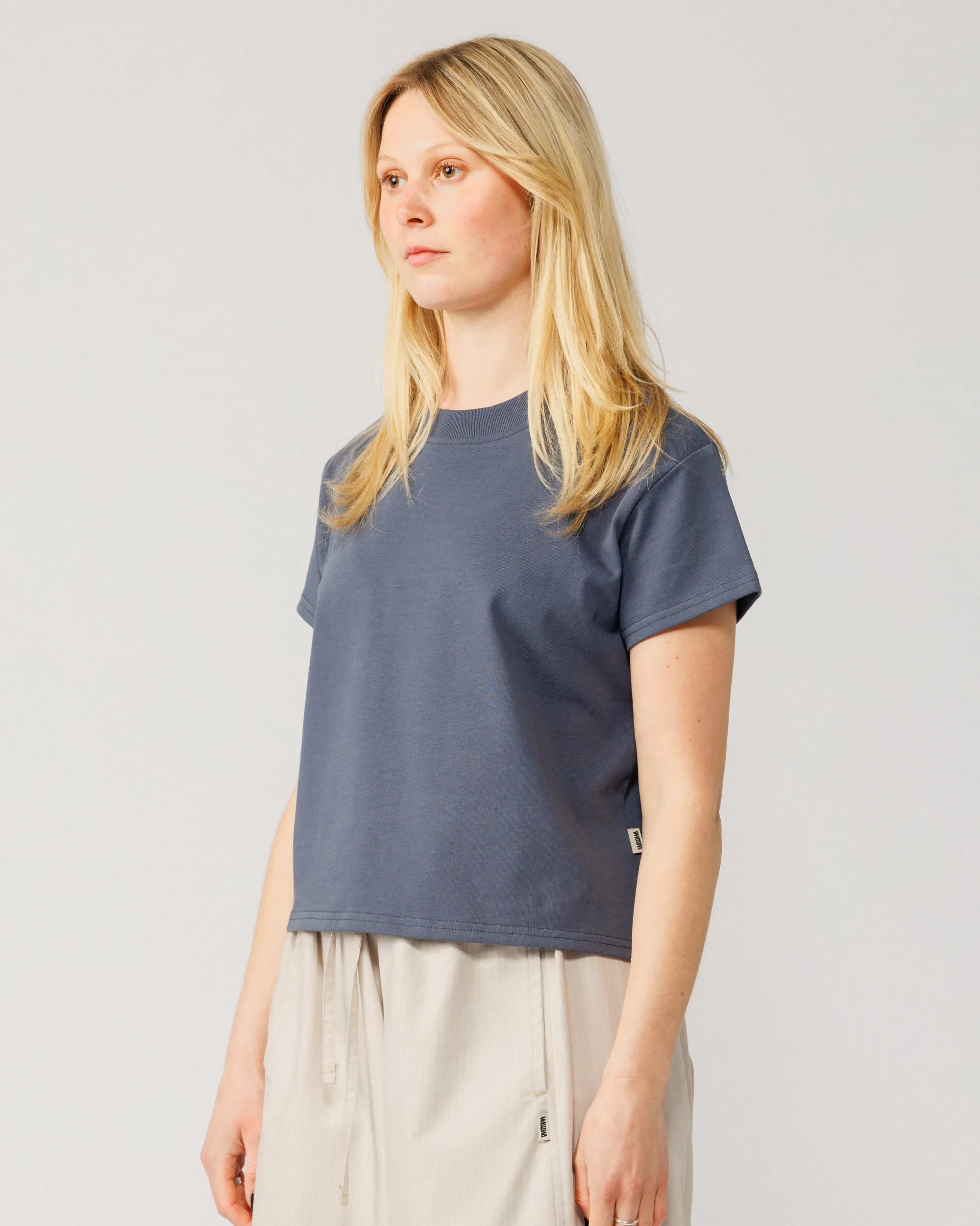 Mid-Weight Cropped Organic T-Shirt - Washed Blue sold by Wawwa product image thumbnail 2