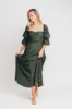 Corrine Tiered Sleeve Maxi Dress with Pockets in Hunter Green - Bump Friendly sold by Worth Collective