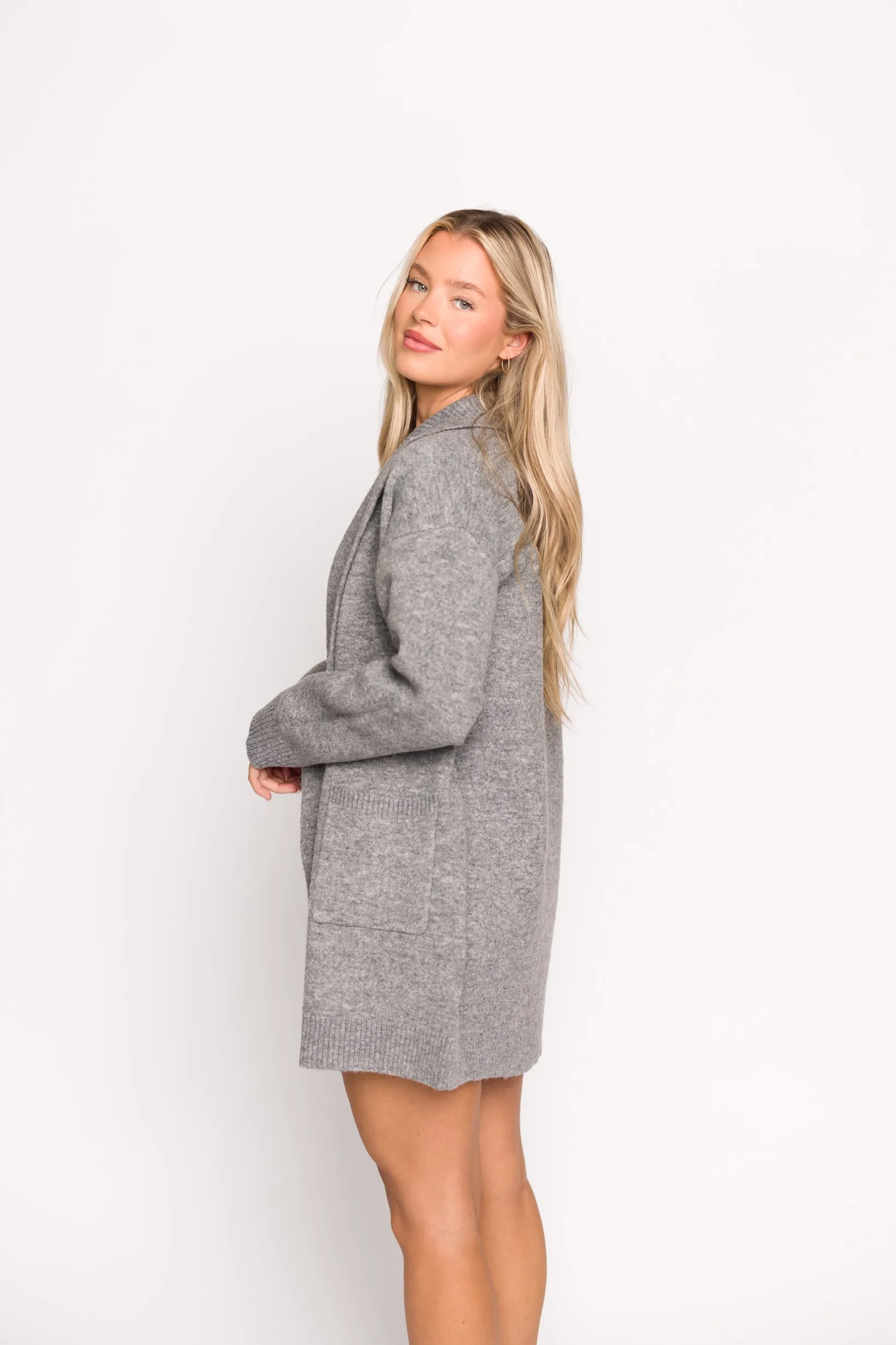 Emilia Oversize Cardi-Jacket in Heather Grey sold by Worth Collective product image thumbnail 4