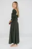 Corrine Tiered Sleeve Maxi Dress with Pockets in Hunter Green - Bump Friendly sold by Worth Collective