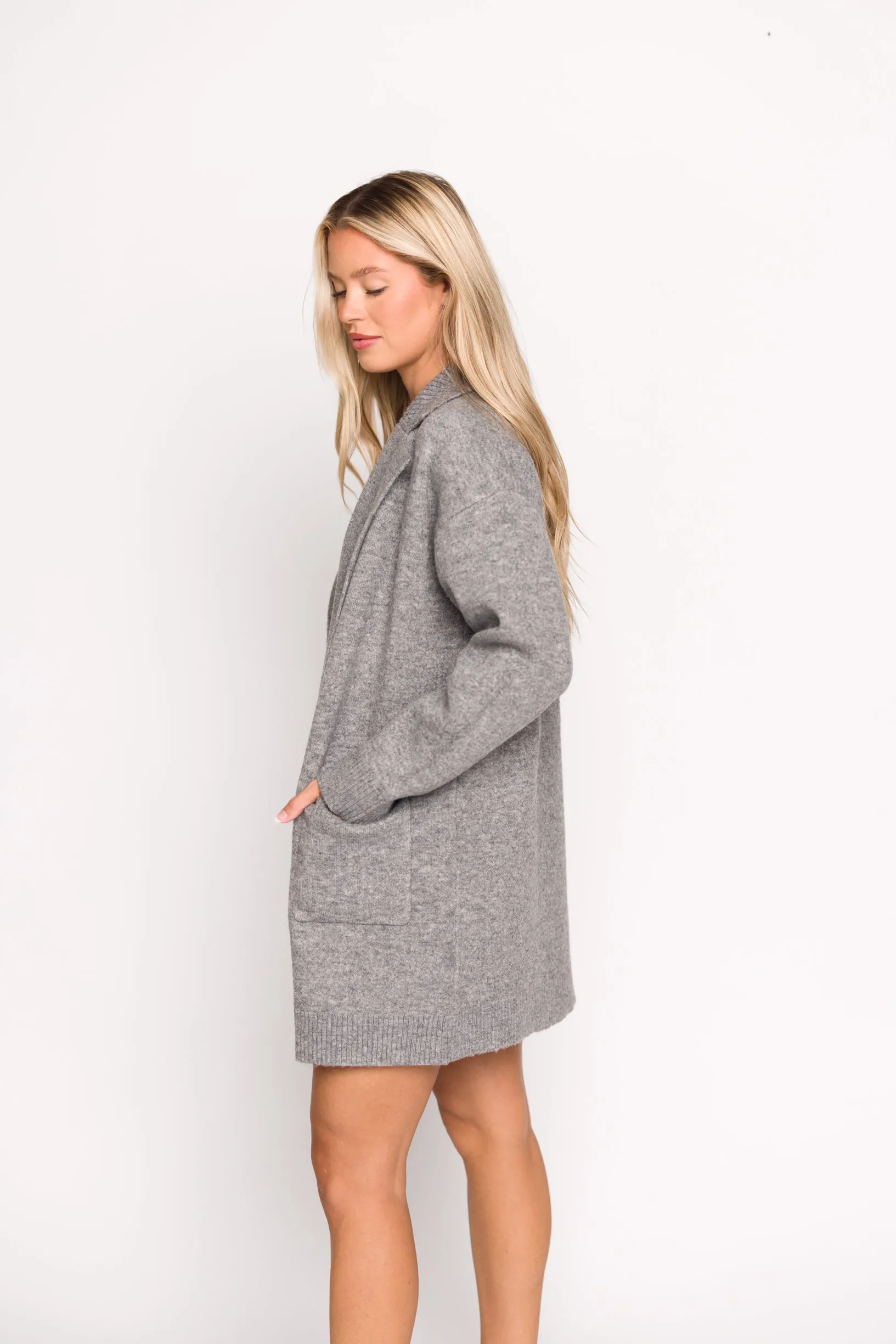 Emilia Oversize Cardi-Jacket in Heather Grey sold by Worth Collective product image thumbnail 5