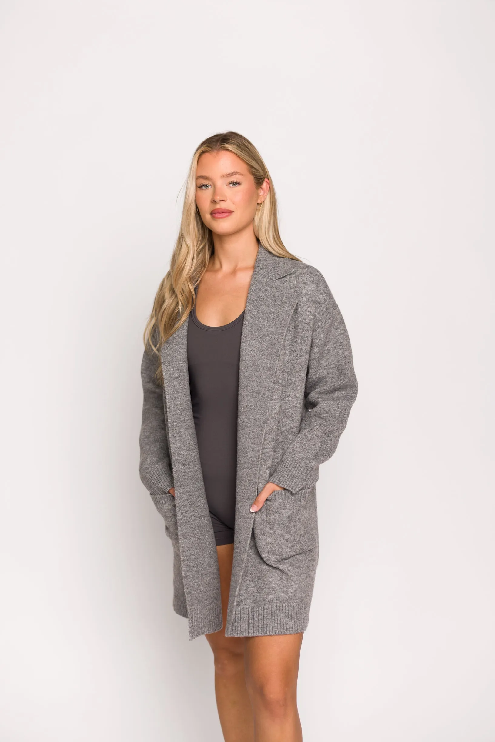 Emilia Oversize Cardi-Jacket in Heather Grey sold by Worth Collective product image thumbnail 2