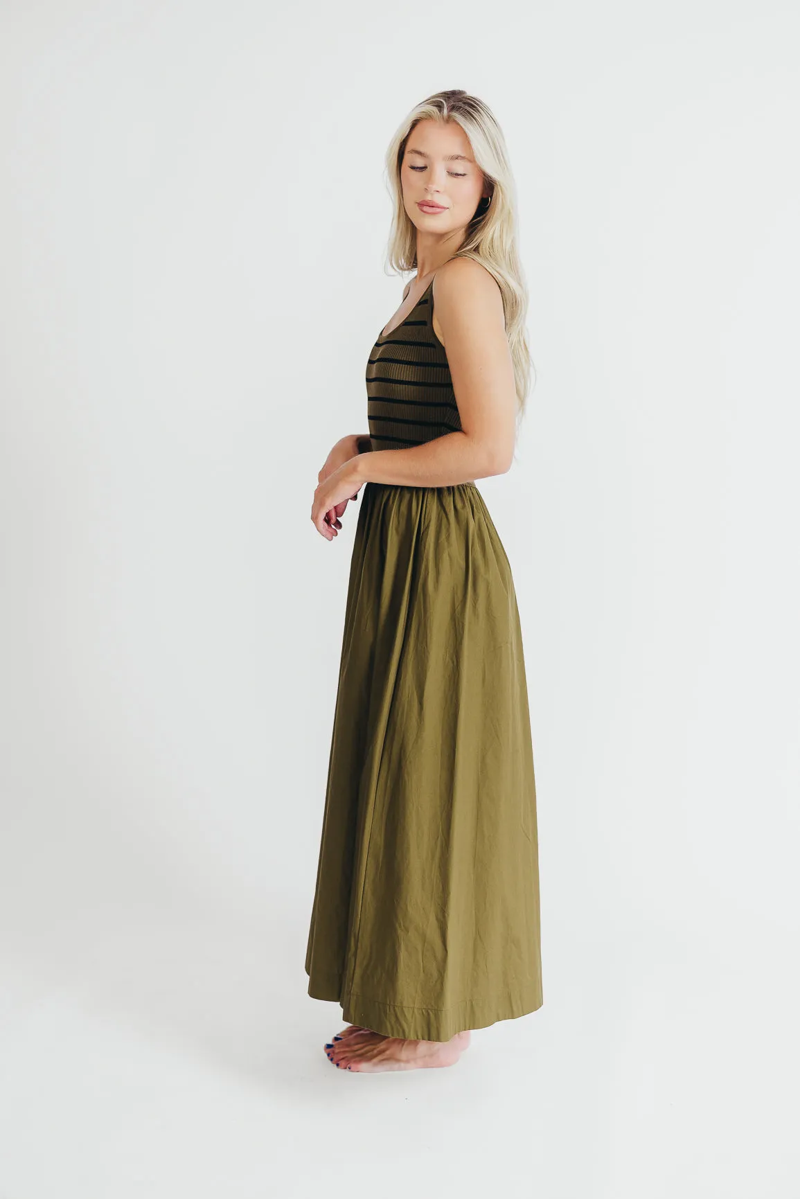 Dakota Knit Midi Dress in Olive/Black sold by Worth Collective product image thumbnail 5