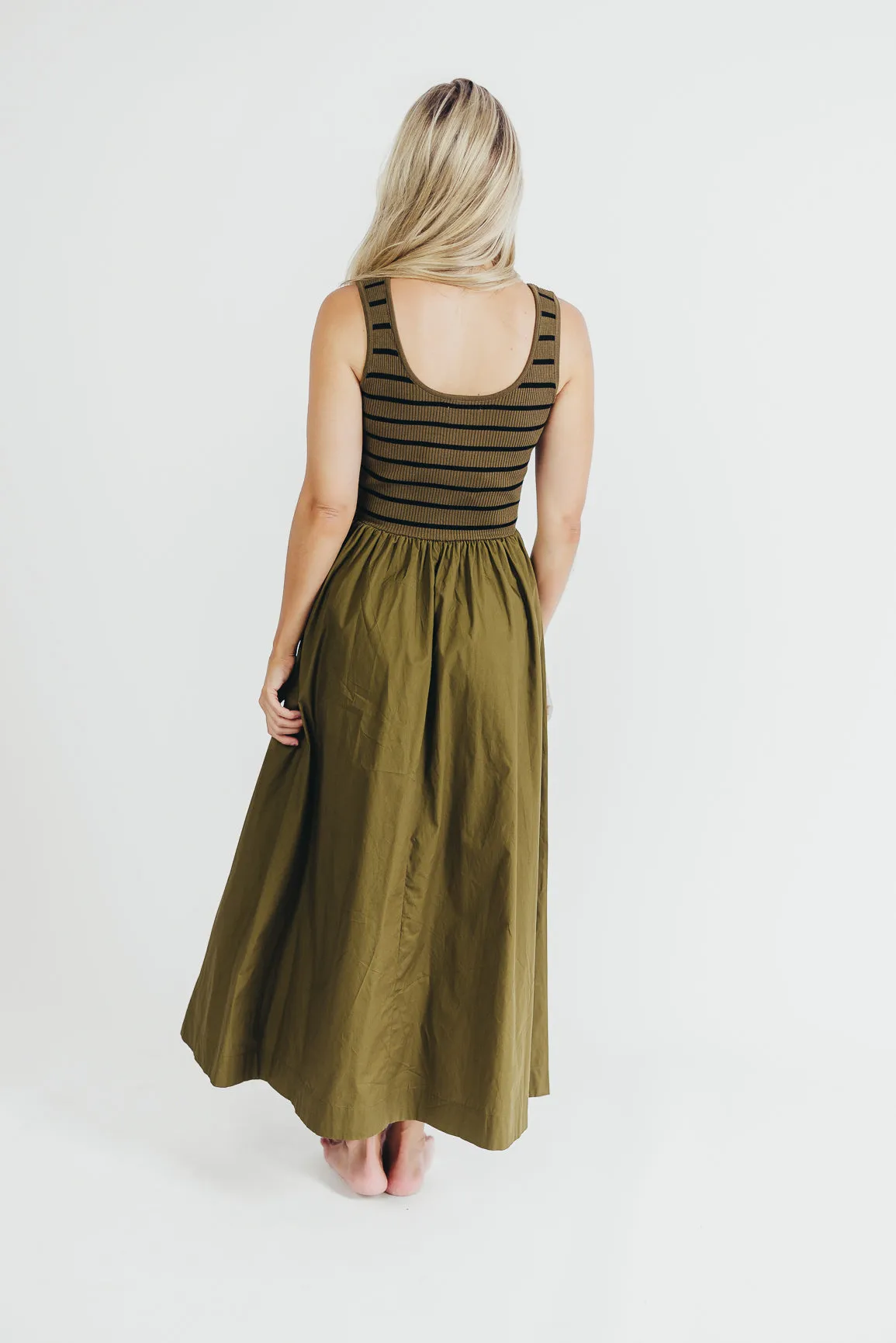 Dakota Knit Midi Dress in Olive/Black sold by Worth Collective product image thumbnail 2