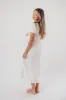 Ainsley Square Neck Midi Dress with Puffed Sleeves in Off-White - Bump Friendly & Inclusive Sizing (S-3XL) sold by Worth Collective