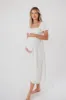 Ainsley Square Neck Midi Dress with Puffed Sleeves in Off-White - Bump Friendly & Inclusive Sizing (S-3XL) sold by Worth Collective