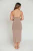 Elyse Midi Dress in Taupe sold by Worth Collective