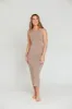 Elyse Midi Dress in Taupe sold by Worth Collective