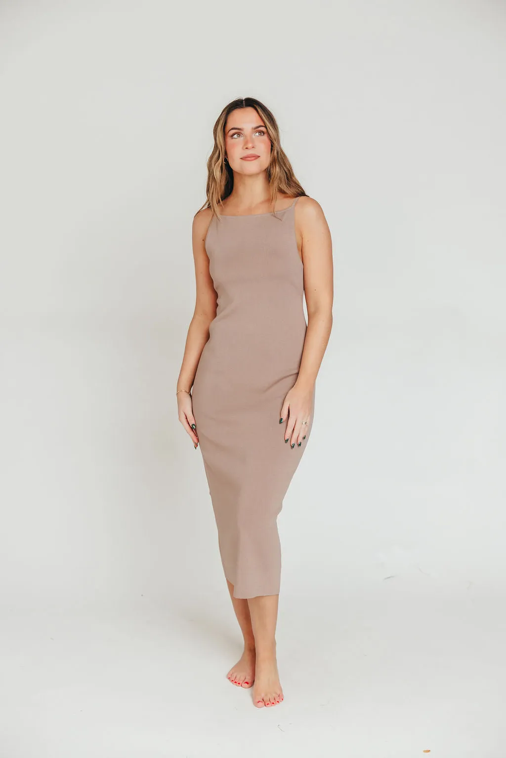 Elyse Midi Dress in Taupe sold by Worth Collective product image thumbnail 2