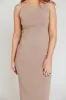 Elyse Midi Dress in Taupe sold by Worth Collective
