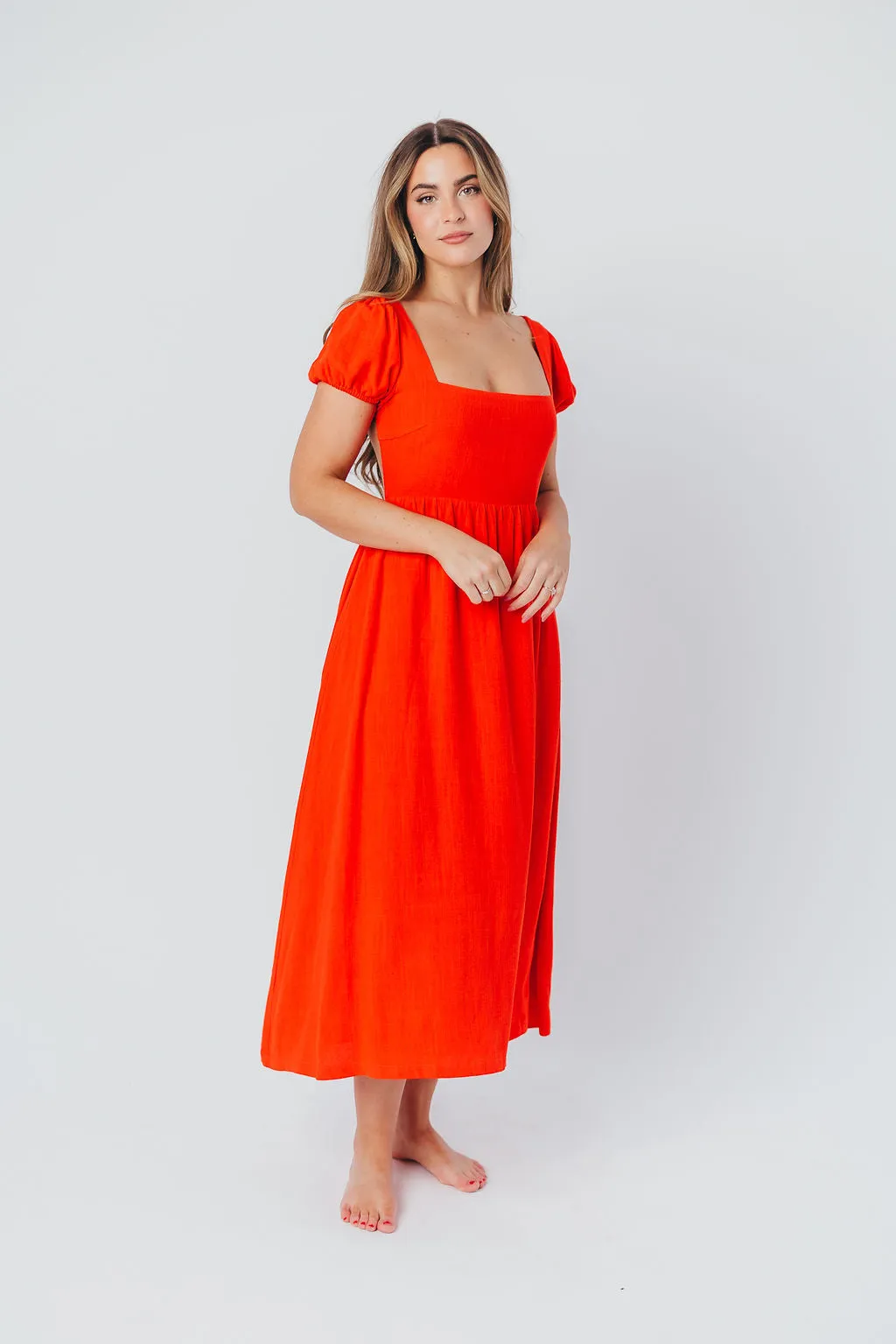 August Open Back Midi Dress in Poppy - Bump Friendly sold by Worth Collective product image thumbnail 3