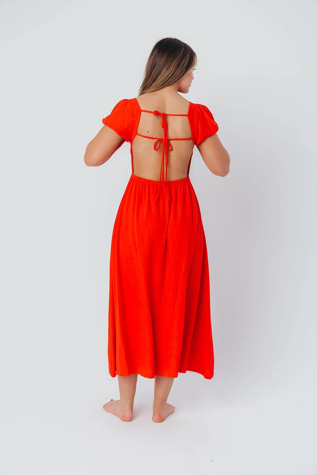 August Open Back Midi Dress in Poppy - Bump Friendly sold by Worth Collective product image thumbnail 5