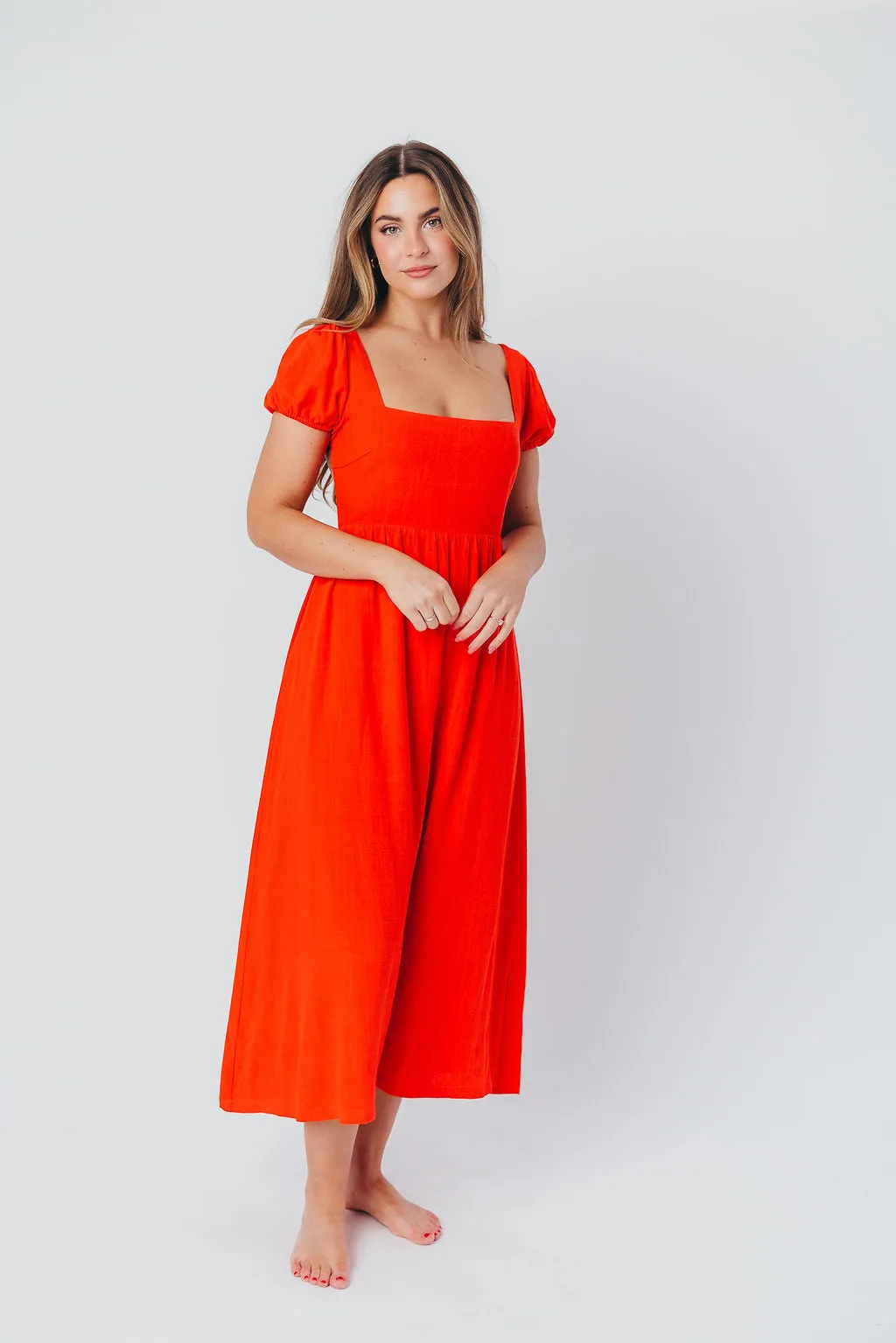 August Open Back Midi Dress in Poppy - Bump Friendly sold by Worth Collective product image thumbnail 4