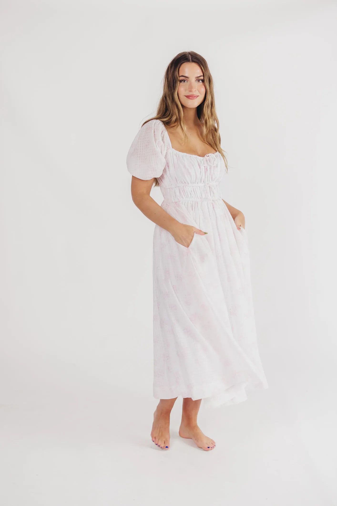 Edda Coastal Midi Dress in Pink - Bump Friendly & Inclusive Sizing (S-3XL) sold by Worth Collective product image thumbnail 2