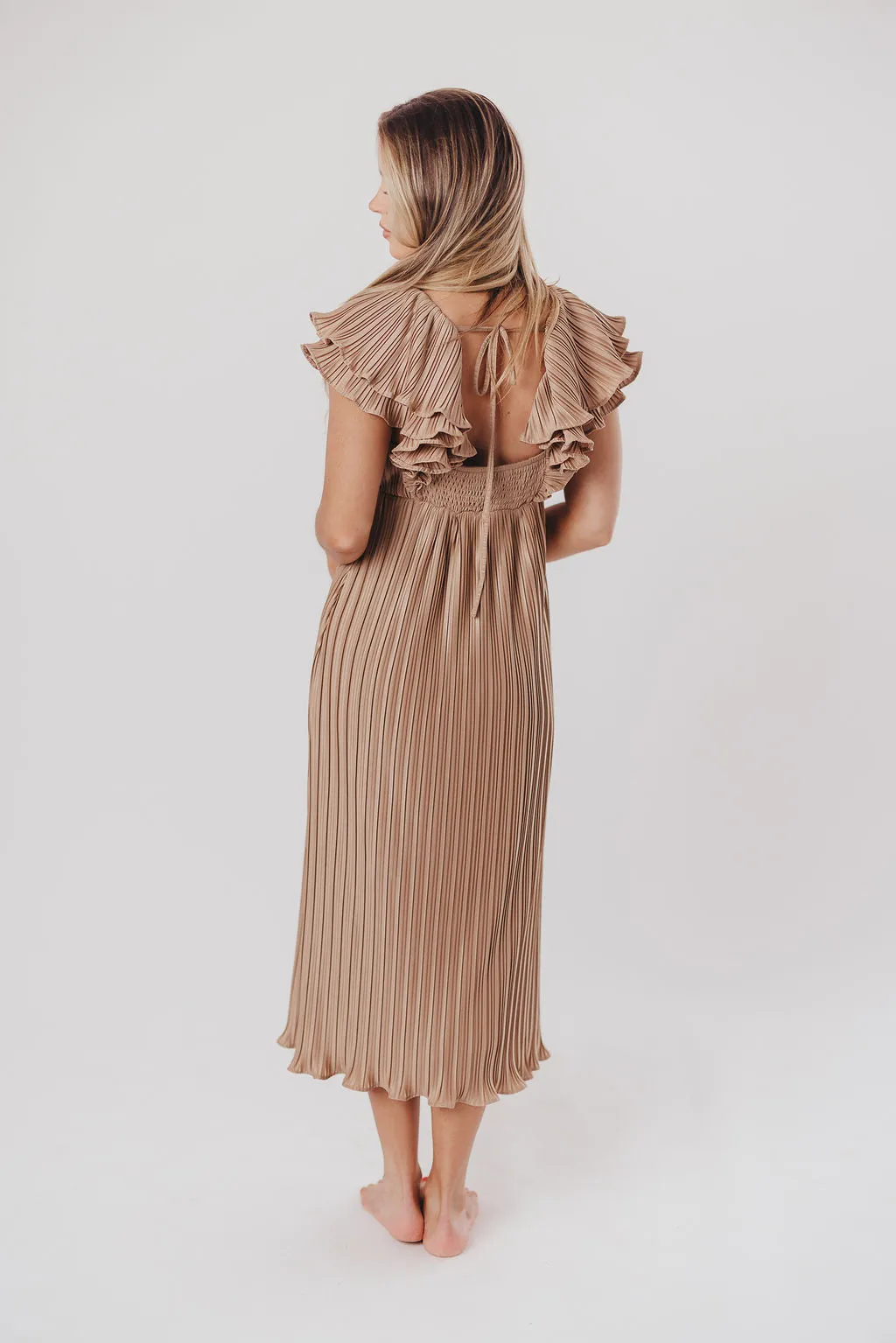 Lucky Charm Midi Dress in Mocha - Bump Friendly & Inclusive Sizing (S-3XL) sold by Worth Collective product image thumbnail 5