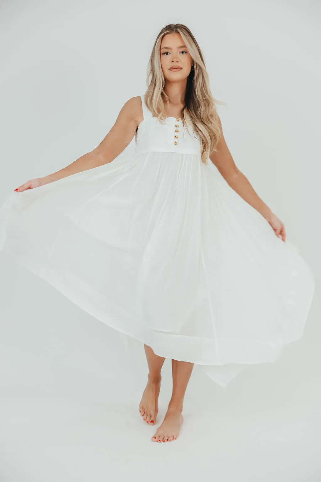 Ariella Sleeveless Midi Dress in Off-White sold by Worth Collective product image thumbnail 2