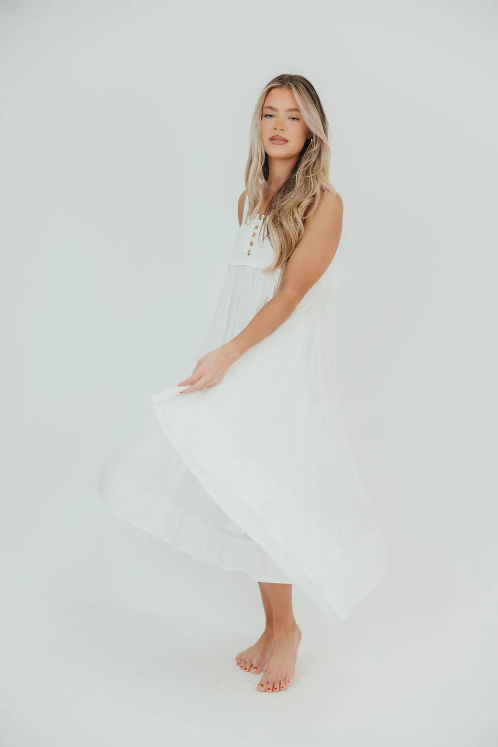 Ariella Sleeveless Midi Dress in Off-White sold by Worth Collective product image thumbnail 3
