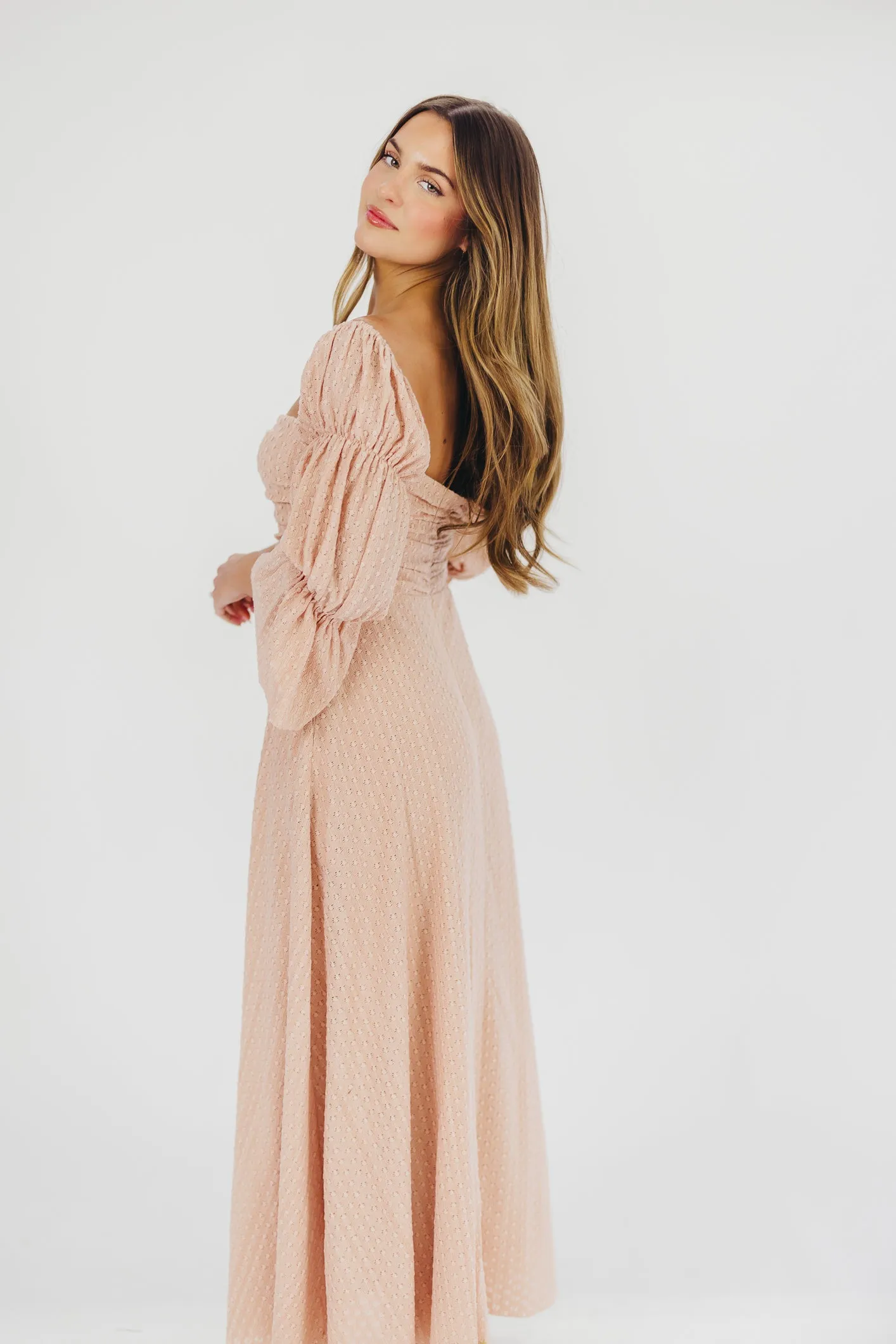 Corrine Tiered Sleeve Maxi Dress with Pockets in Dusty Blush - Bump Friendly sold by Worth Collective product image thumbnail 5