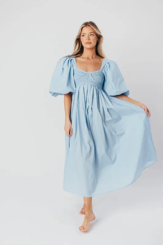 Harlow Maxi Dress in Blue - Bump Friendly sold by Worth Collective