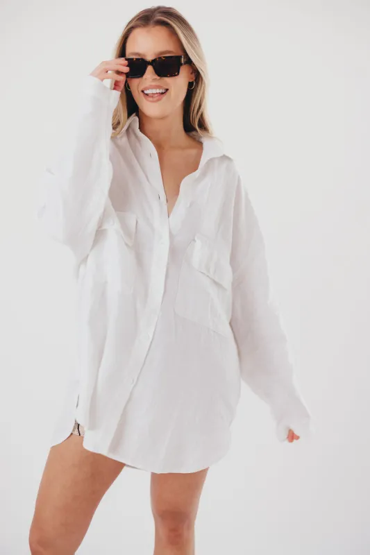 Marion 100% Cotton Oversized Shirt in White sold by Worth Collective