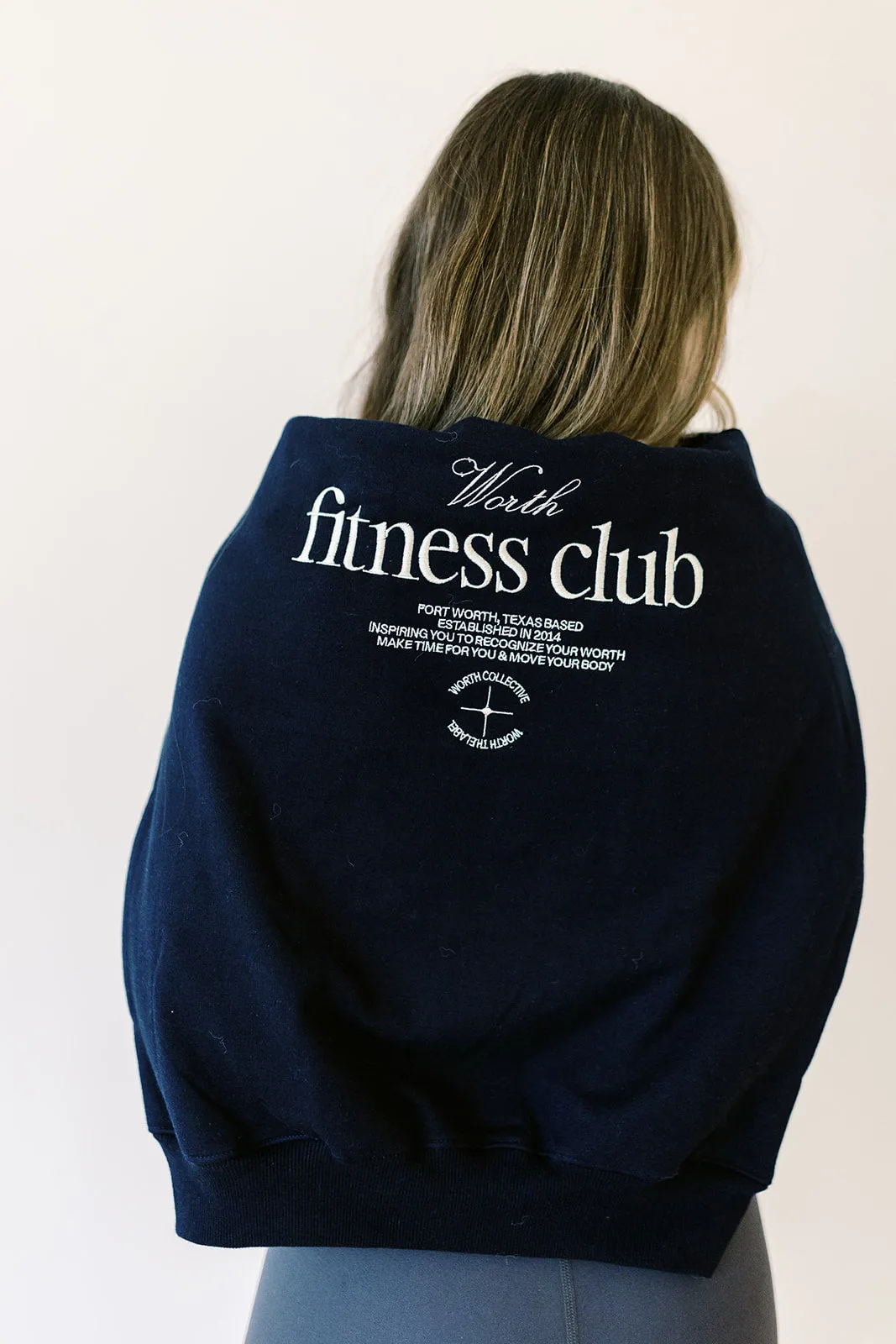 Worth Fitness Club Crewneck in Navy or Heather Grey sold by Worth Collective product image thumbnail 5