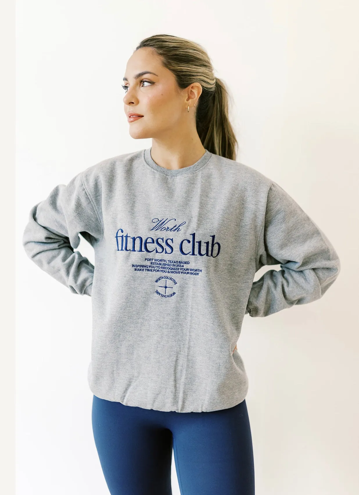 Worth Fitness Club Crewneck in Navy or Heather Grey sold by Worth Collective product image thumbnail 2