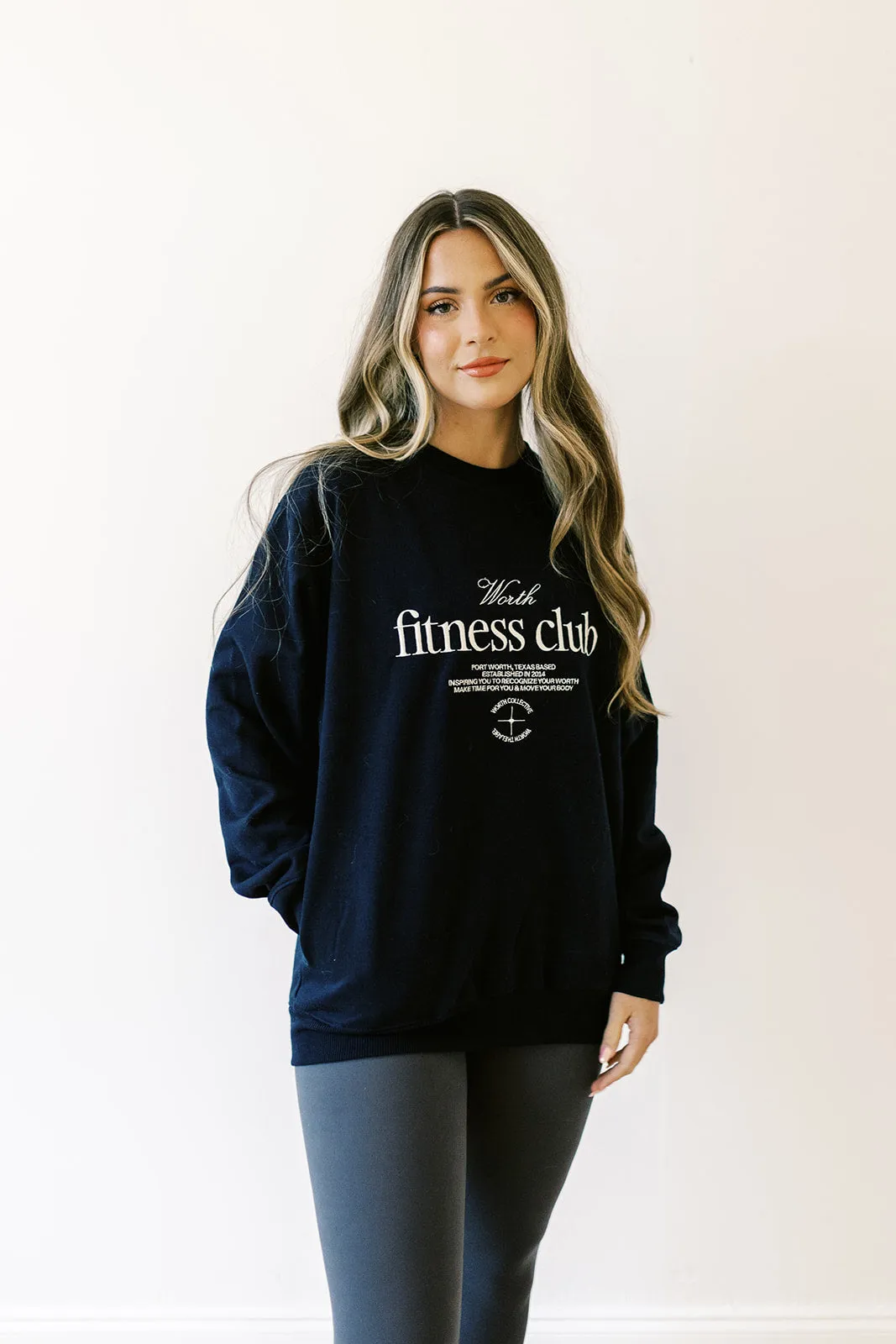 Worth Fitness Club Crewneck in Navy or Heather Grey sold by Worth Collective product image thumbnail 4