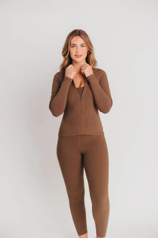 Worth the Label Zip-Front Ribbed Top in Olive sold by Worth Collective