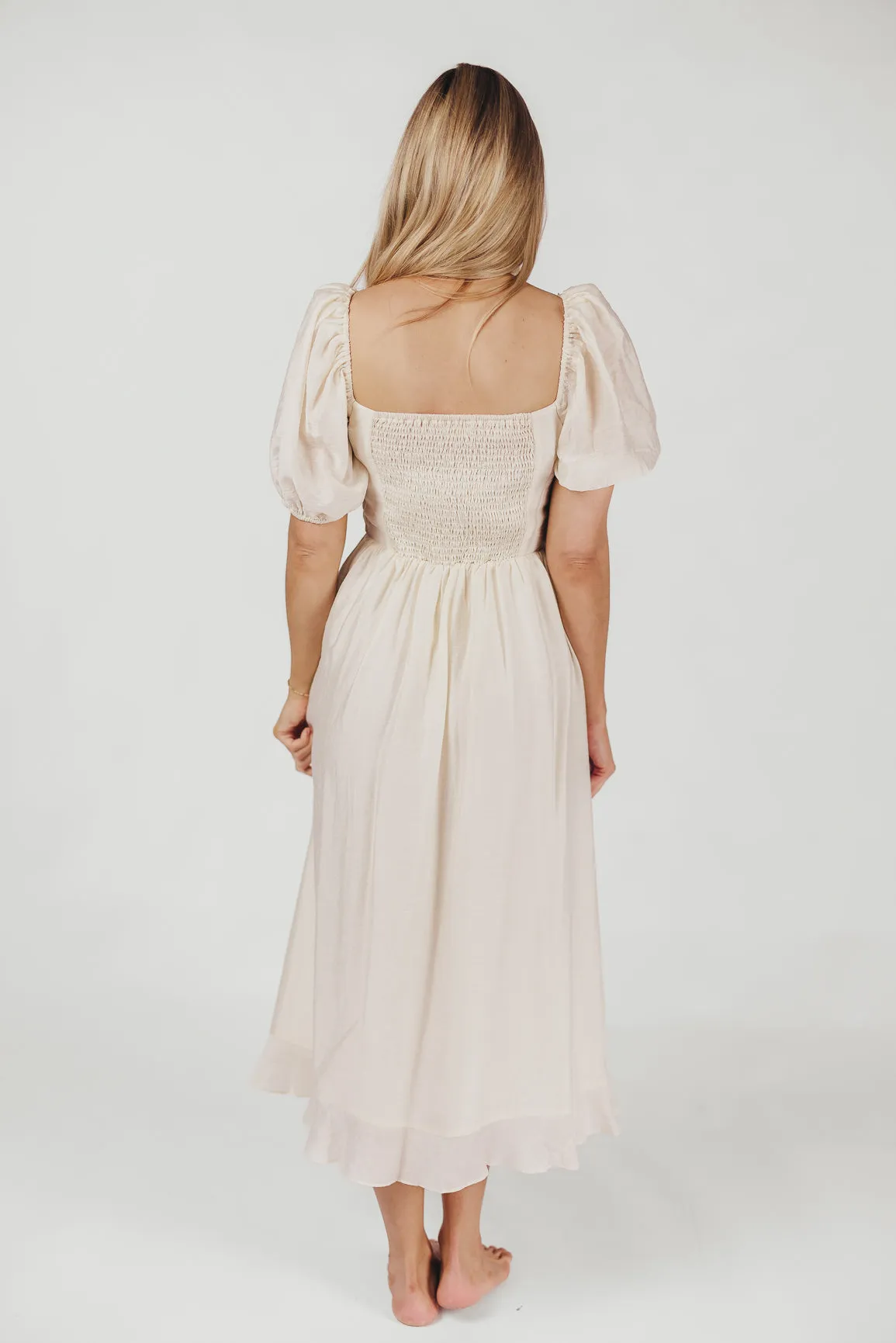 Lunaria Pleated Bustier Midi Dress in Ecru sold by Worth Collective product image thumbnail 4