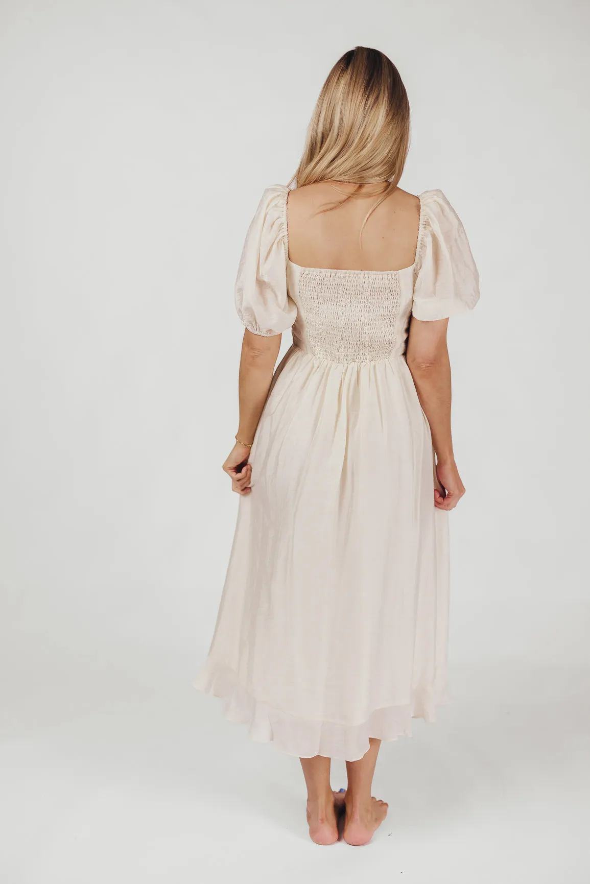 Lunaria Pleated Bustier Midi Dress in Ecru sold by Worth Collective product image thumbnail 2