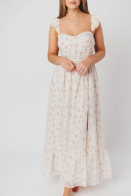 Rosamund Bustier-Style Maxi Dress in Blush Pink Floral - Inclusive Sizing (S-3XL) *Final-Sale* sold by Worth Collective