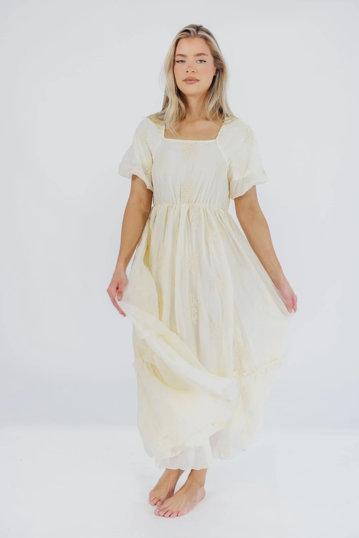 Hallie Embroidered Maxi Dress in Cream - Bump Friendly & Inclusive Sizing (S-3XL) sold by Worth Collective product image thumbnail 4