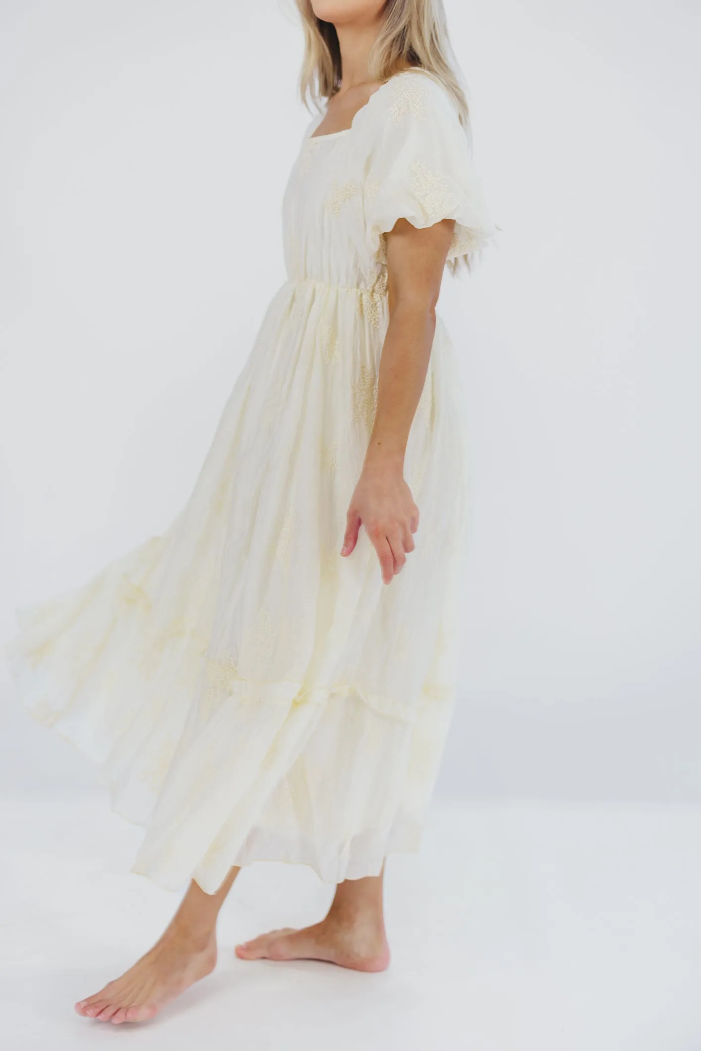 Hallie Embroidered Maxi Dress in Cream - Bump Friendly & Inclusive Sizing (S-3XL) sold by Worth Collective