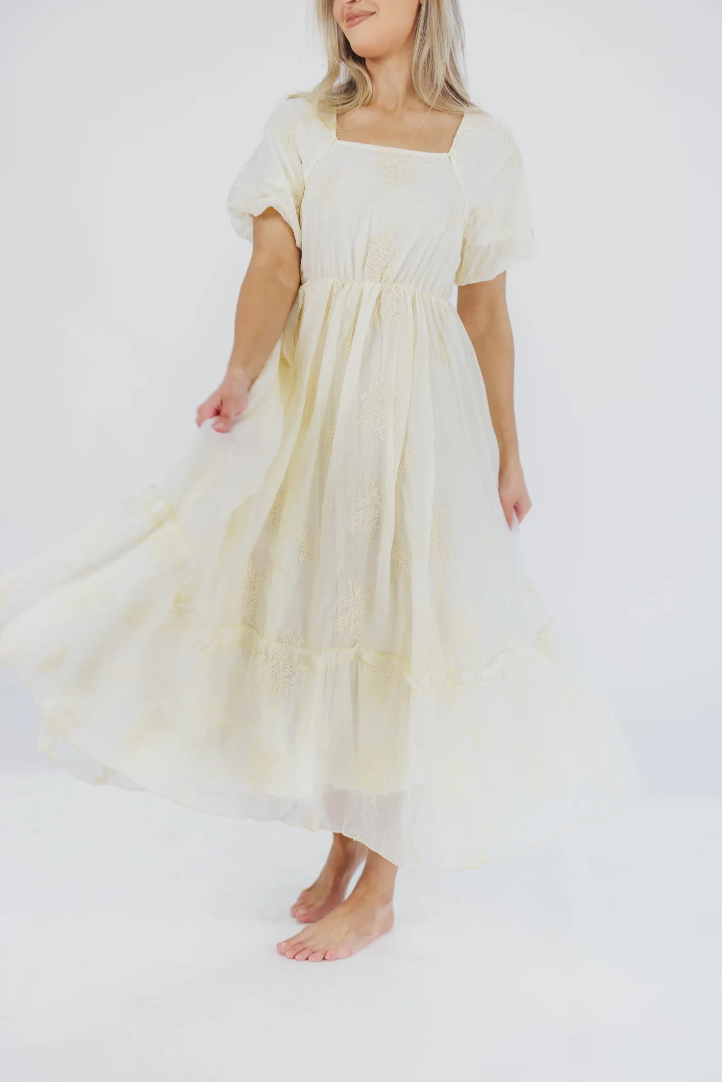 Hallie Embroidered Maxi Dress in Cream - Bump Friendly & Inclusive Sizing (S-3XL) sold by Worth Collective product image thumbnail 2