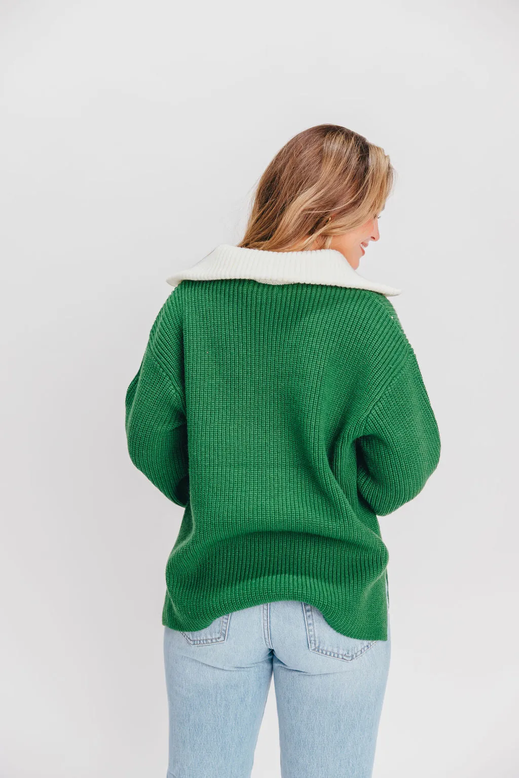 Old Money Pullover Sweater in Green/White Stripe sold by Worth Collective product image thumbnail 5