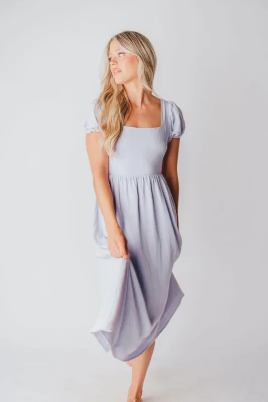 August Open Back Midi Dress in Morning Glory - Bump Friendly sold by Worth Collective