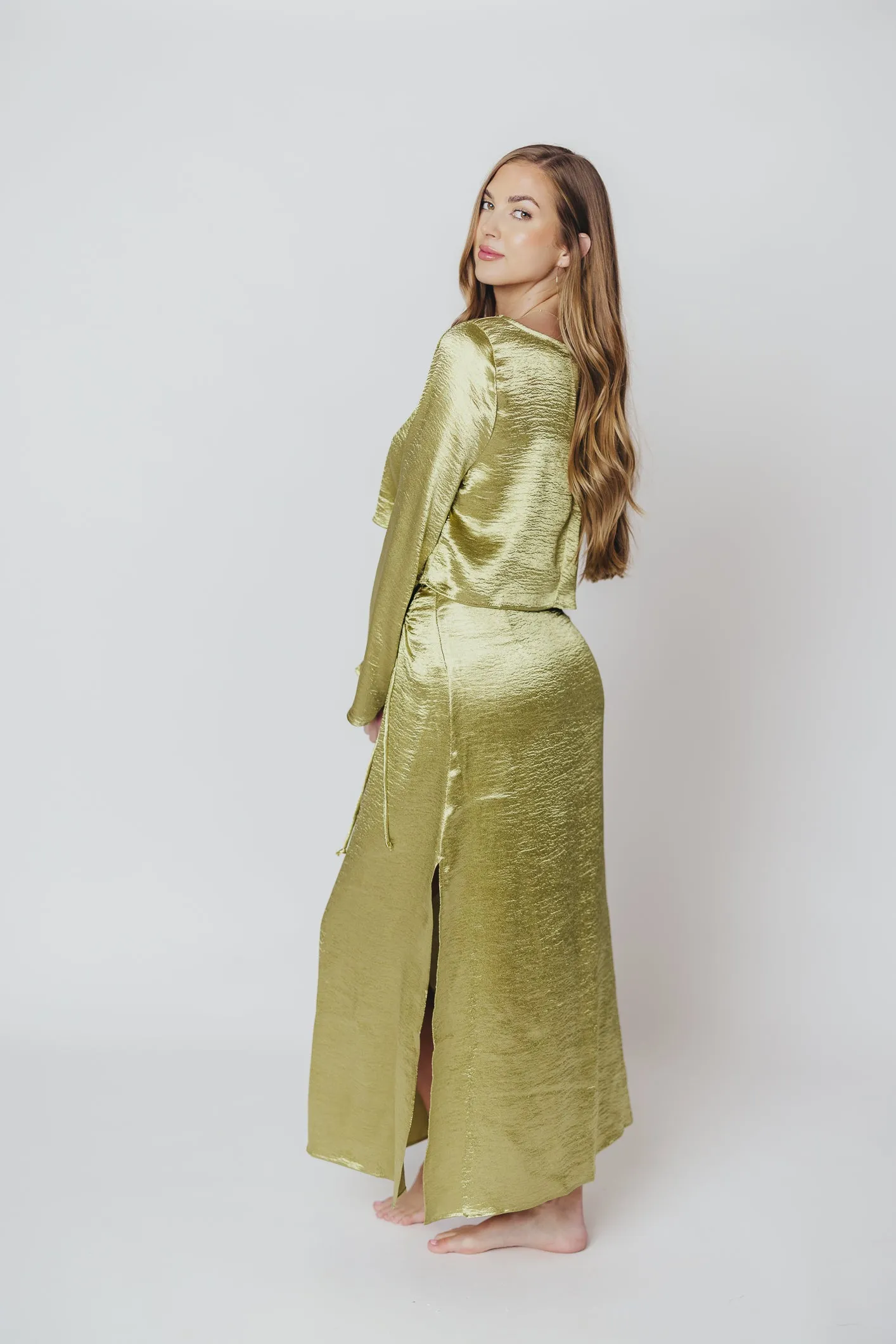 Cecily Midi Skirt in Olive Gold sold by Worth Collective product image thumbnail 5